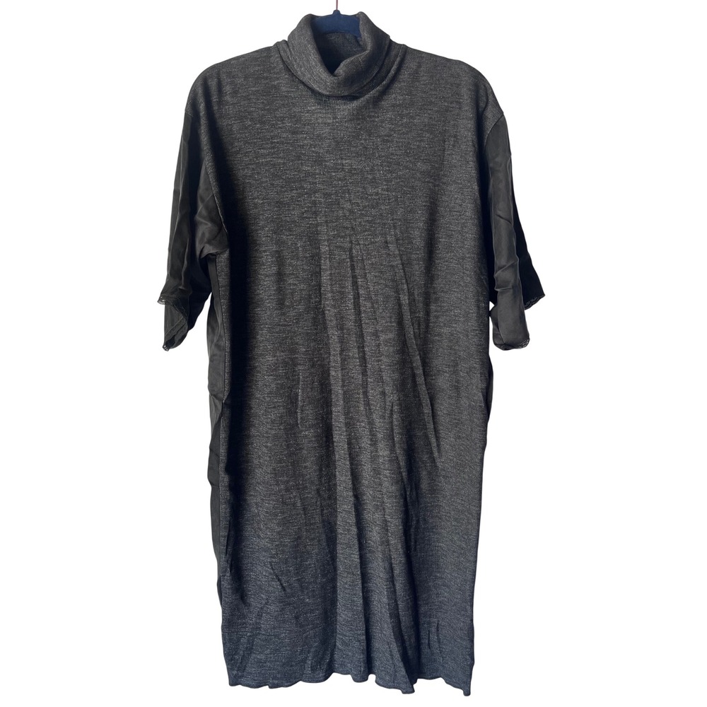 MM6 Maison Margiela Charcoal Grey Wool Blend Turtleneck Mixed Media Dress S